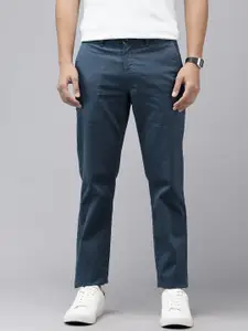 Van Heusen Men Slim Fit Checked Chinos Trousers