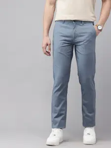 Van Heusen Men Textured Slim Fit Chinos Trousers