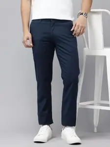 Van Heusen Men Textured Slim Fit Chinos Trousers