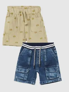 Juniors by Lifestyle Boys Pack of 2 Printed & Washed Shorts