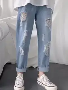 StyleCast Men Regular Fit Mid-Rise Low Distress Light Fade Stretchable Jeans