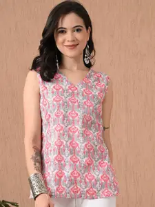 Anouk Rustic Ethnic Motifs Printed V-Neck Pure Cotton Kurti