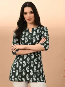 Anouk Rustic Women Paisley Printed V-Neck Pure Cotton Kurti