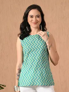 Anouk Rustic Women Chevron Printed Boat Neck Pure Cotton Kurti