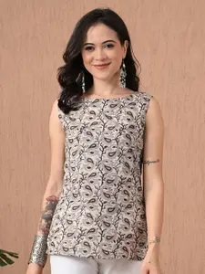 Anouk Rustic Women Paisley Printed Boat Neck Pure Cotton Kurti