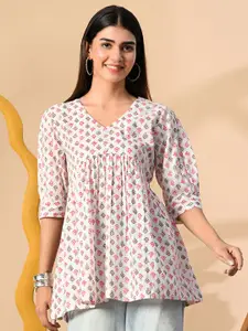 Anouk Rustic Women Ethnic Motifs Printed V-Neck Pure Cotton Short Kurti
