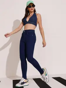 DOLCE CRUDO Peach Punch Women Skinny Fit High-Rise Stretchable Jeans