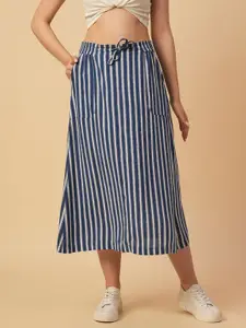 Chemistry Striped A-Line Midi Skirt