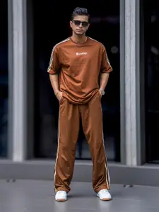 Maniac Men Brooklyn Print Pure Cotton T-Shirt & Track Pant Co-Ord Set
