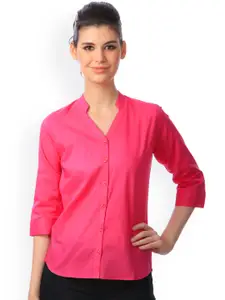 SCORPIUS Women Pink Smart Slim Fit Solid Formal Shirt