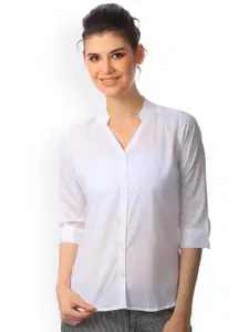 SCORPIUS Women White Smart Slim Fit Solid Formal Shirt