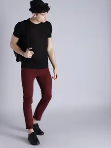 Kook N Keech Men Maroon Skinny Fit Mid-Rise Clean Look Stretchable Jeans