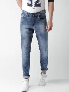 HIGHLANDER Men Blue Tapered Fit Mid-Rise Clean Look Stretchable Cropped Jeans