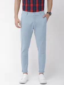 HIGHLANDER Men Blue Tapered Fit Solid Chinos