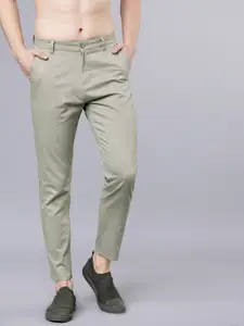 HIGHLANDER Men Olive Green Tapered Fit Chinos