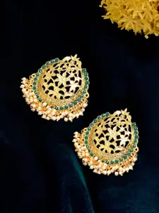 Zaveri Pearls Green Gold-Plated Chandbalis