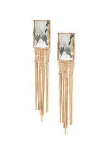 Jewels Galaxy Gold-Plated Luxuria Tasselled Handcrafted Geometric Drop Earrings