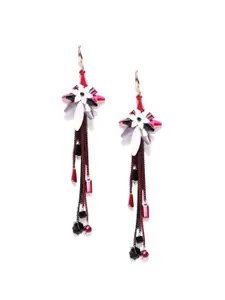 Jewels Galaxy Red & Black Handcrafted Contemporary Drop Earrings