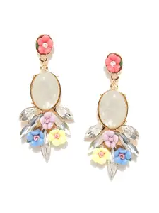 Jewels Galaxy Multicoloured Gold-Plated Floral Drop Earrings