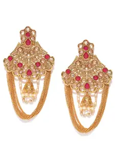 Jewels Galaxy Pink Gold-Plated Handcrafted Classic Drop Earrings
