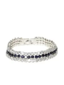 Jewels Galaxy Navy Blue Rhodium-Plated Stone Studded Handcrafted Contemporary Bracelet