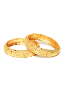 Jewels Galaxy Set of 2 Gold-Toned Textured Bangles