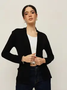 Espresso Black Solid Open Front Shrug