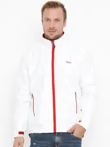 Plutus Men White Solid Water Resistant Sporty Jacket