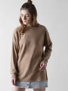 FOREVER 21 Women Brown Solid Sweatshirt