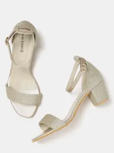 Marc Loire Women Gold-Toned Shimmer Block Heels