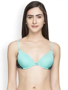 Candyskin Teal & Black Solid Underwired  Push-Up Bra CS-BRA-02TEAL WITH BLACK1599