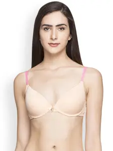 Candyskin Nude-Coloured & Pink Solid Underwired T-shirt Bra CS-BRA-06Nude With Pink1499