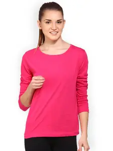 appulse Women Pink Solid Round Neck T-shirt