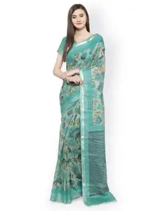 Shaily Teal & Green Silk Cotton Printed Saree