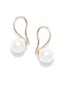 OOMPH Gold-Toned & White Beaded Handcrafted Studs