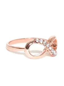 OOMPH 18K Rose Gold-Plated Cubic Zirconia Infinity Knot Engagement Ring