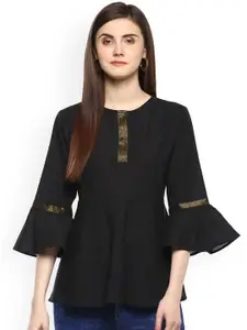 Bhama Couture Women Black Solid Peplum Top