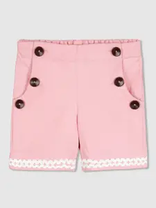 Cherry Crumble Girls Pink Solid Regular Fit Regular Shorts