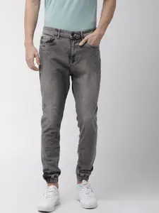 HIGHLANDER Men Grey Jogger Mid-Rise Clean Look Stretchable Jeans
