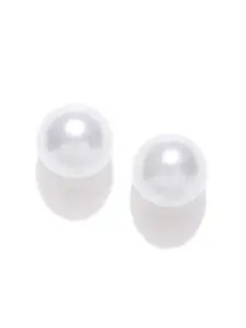 OOMPH Silver-Toned & White Spherical Studs