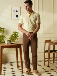 Van Heusen Sport Men Cream-Coloured Solid Polo Collar T-shirt