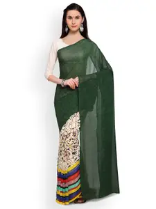 Saree mall Green Printed Poly Georgette Saree
