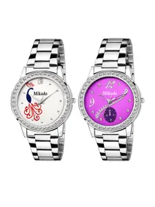 Mikado Women Silver-Toned Pack of 2 Watches 8051