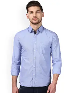 Parx Men Blue Slim Fit Solid Casual Shirt