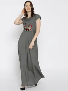 Varanga Women Grey Solid Maxi Dress