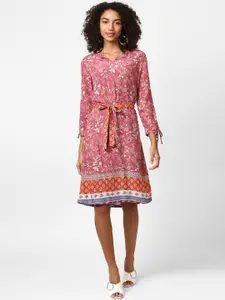 Harpa Women Pink Printed Fit and Flare Dress