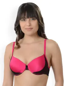 Da Intimo Pink Lace Underwired Lightly Padded T-shirt Bra DI981M