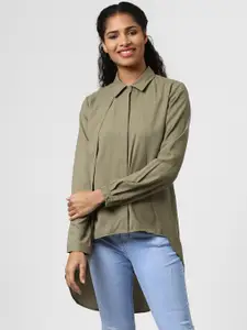Harpa Women Olive Green Solid High-Low Top