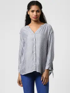 Harpa Women White Striped Shirt Style Top