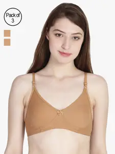 Leading Lady Brown Pack of 3 Full Coverage T-Shirt Bra COOL-3-CAMEL-40B